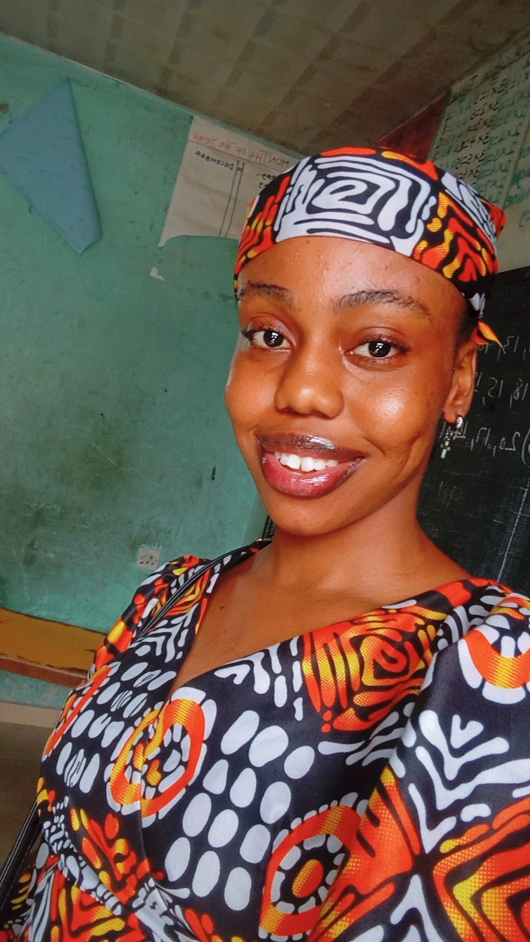 A beautiful portrait of Blessing in a stylish outfit